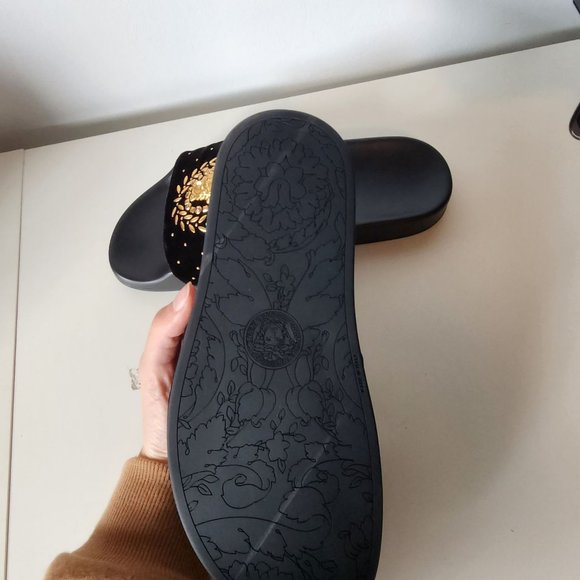Versace Medusa Leaves Velvet Slides - Picture 2 of 4